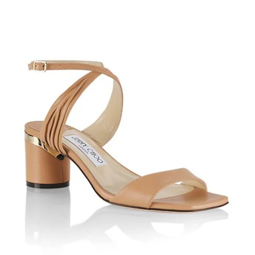 NIB$795 Jimmy Choo Jago 60MM Leather Sandals Wraparound Ankle Strap Slingback 9